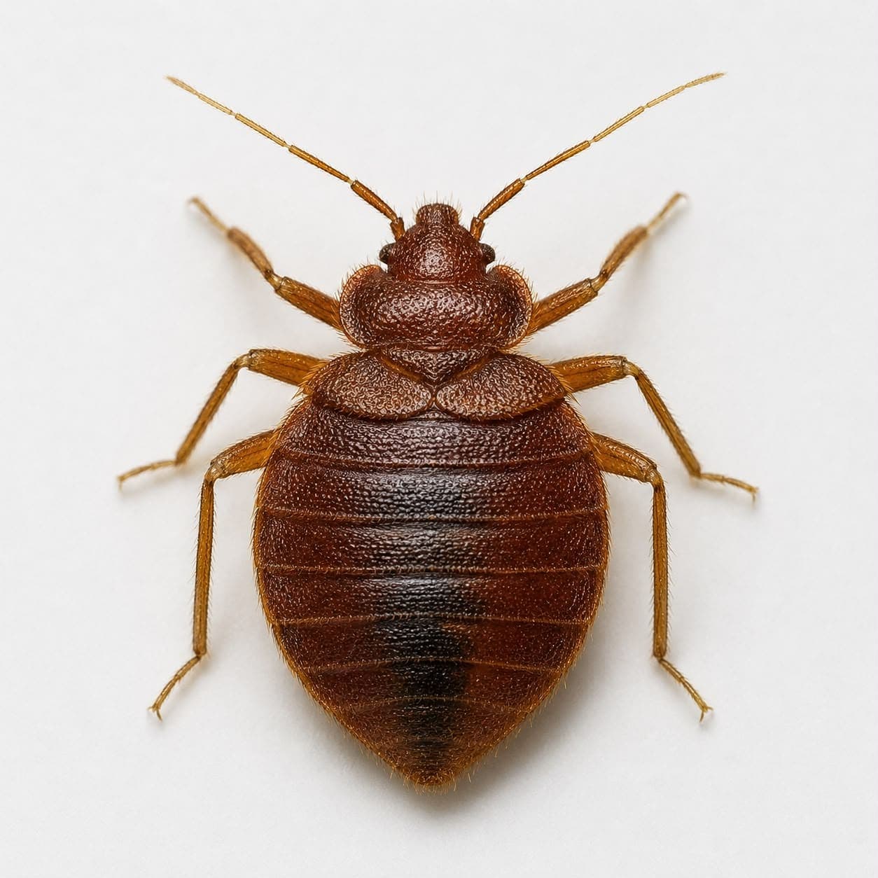 Bettwanze (Cimex lectularius) in Nahaufnahme, Bestimmungsbild aus dem Schädlingslexikon