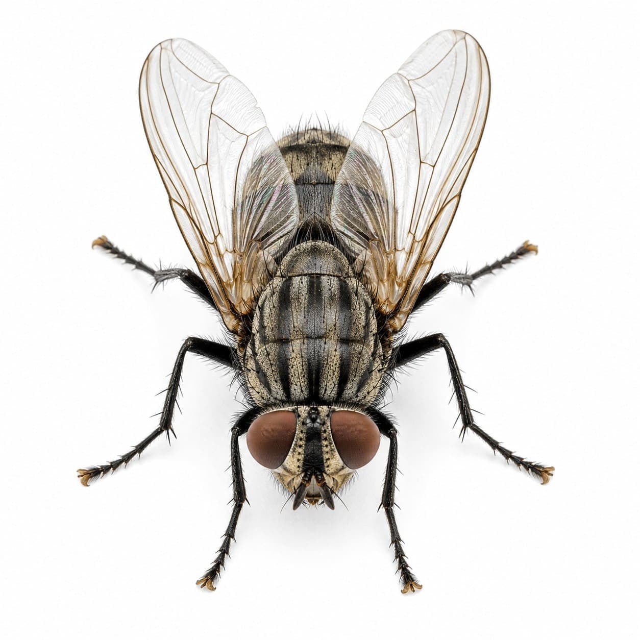 Stubenfliege (Musca domestica) in Nahaufnahme, Bestimmungsbild aus dem Schädlingslexikon